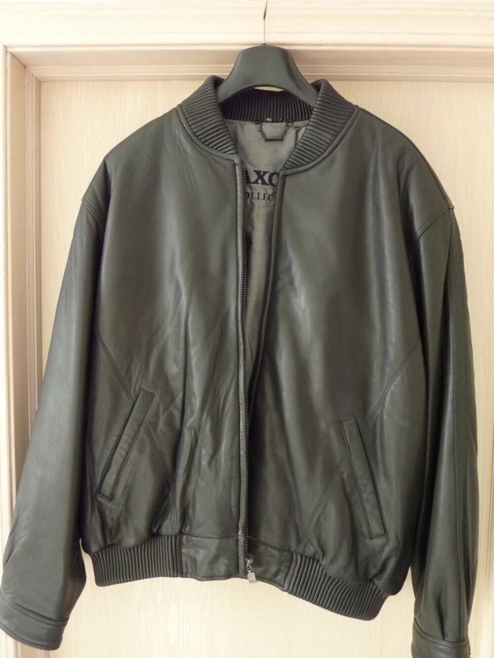 $795 Men’s SAXONY COLLECTION Black Premium Soft Leather Jacket Size 44 - XL US